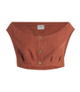 Le Kasha Red Linen Coin-Detail Tamra Crop Top