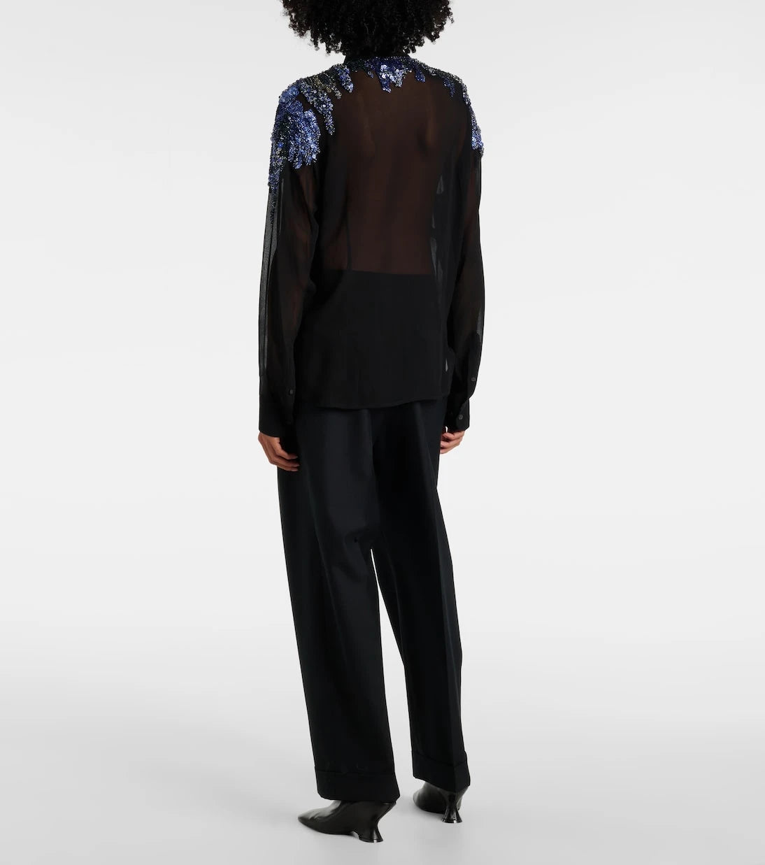 Dries Van Noten - Sequined chiffon blouse