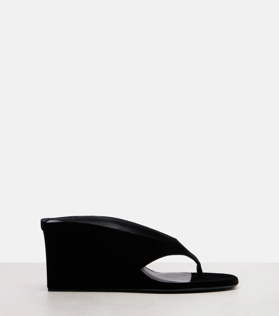 Alaïa - Velvet wedge thong sandals