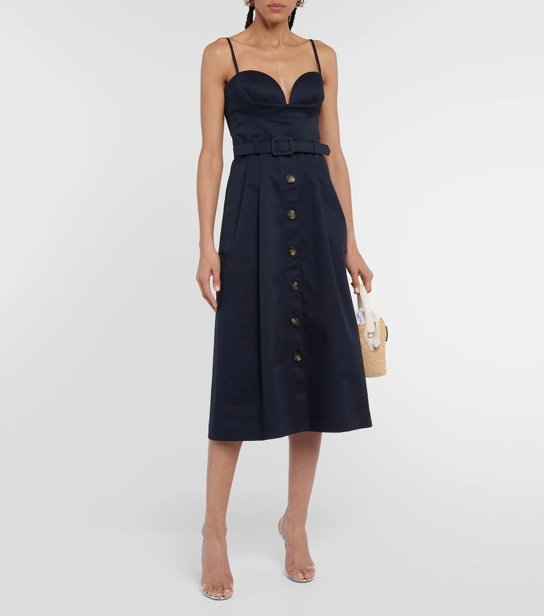Carolina Herrera - Belted cotton-blend midi dress