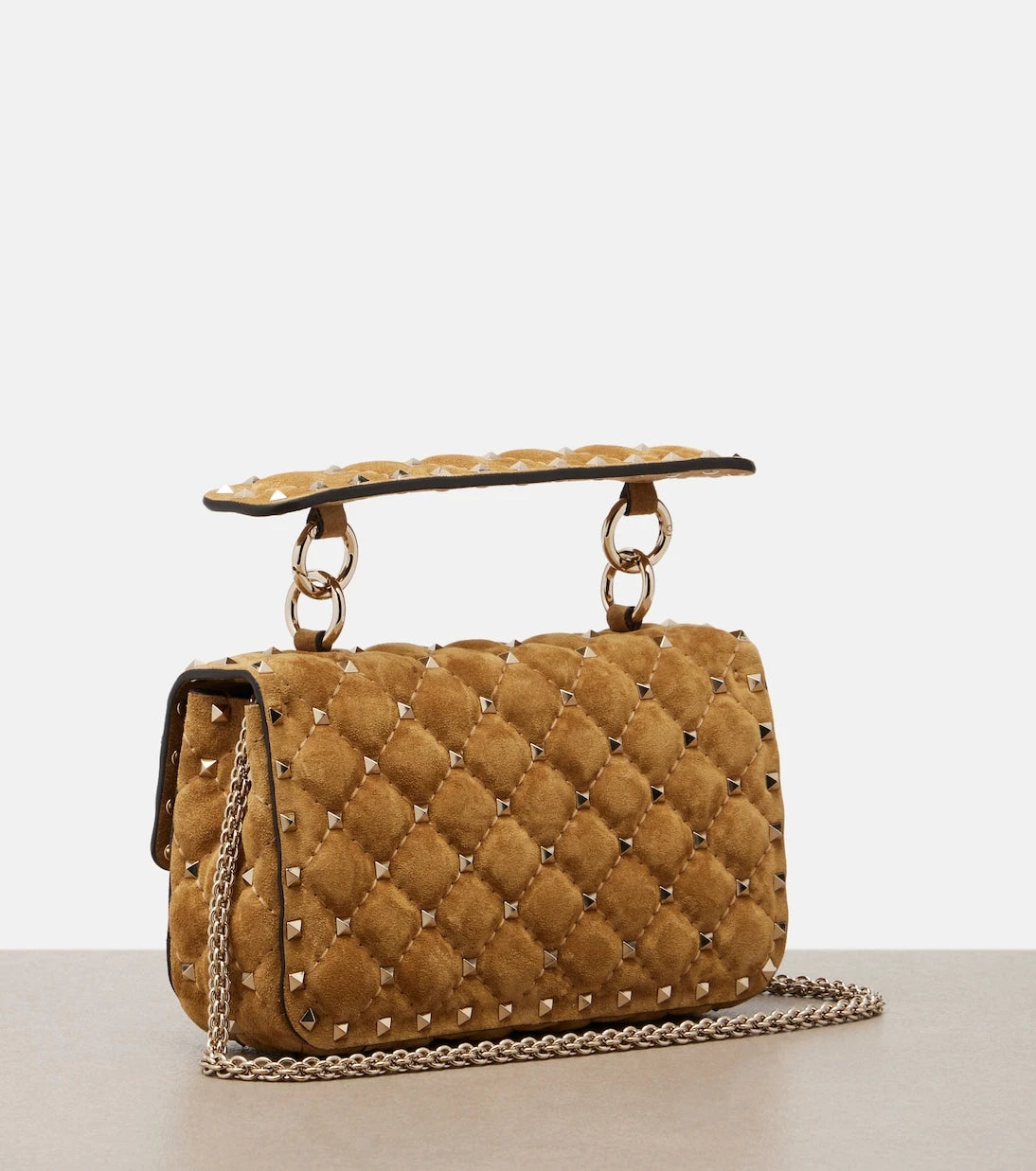 Valentino Garavani - Rockstud Spike Small suede top-handle bag