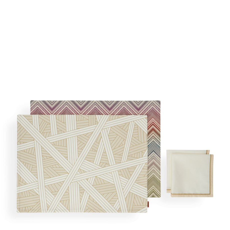 Set of 2 Cotton Nastri Placemats and Napkins