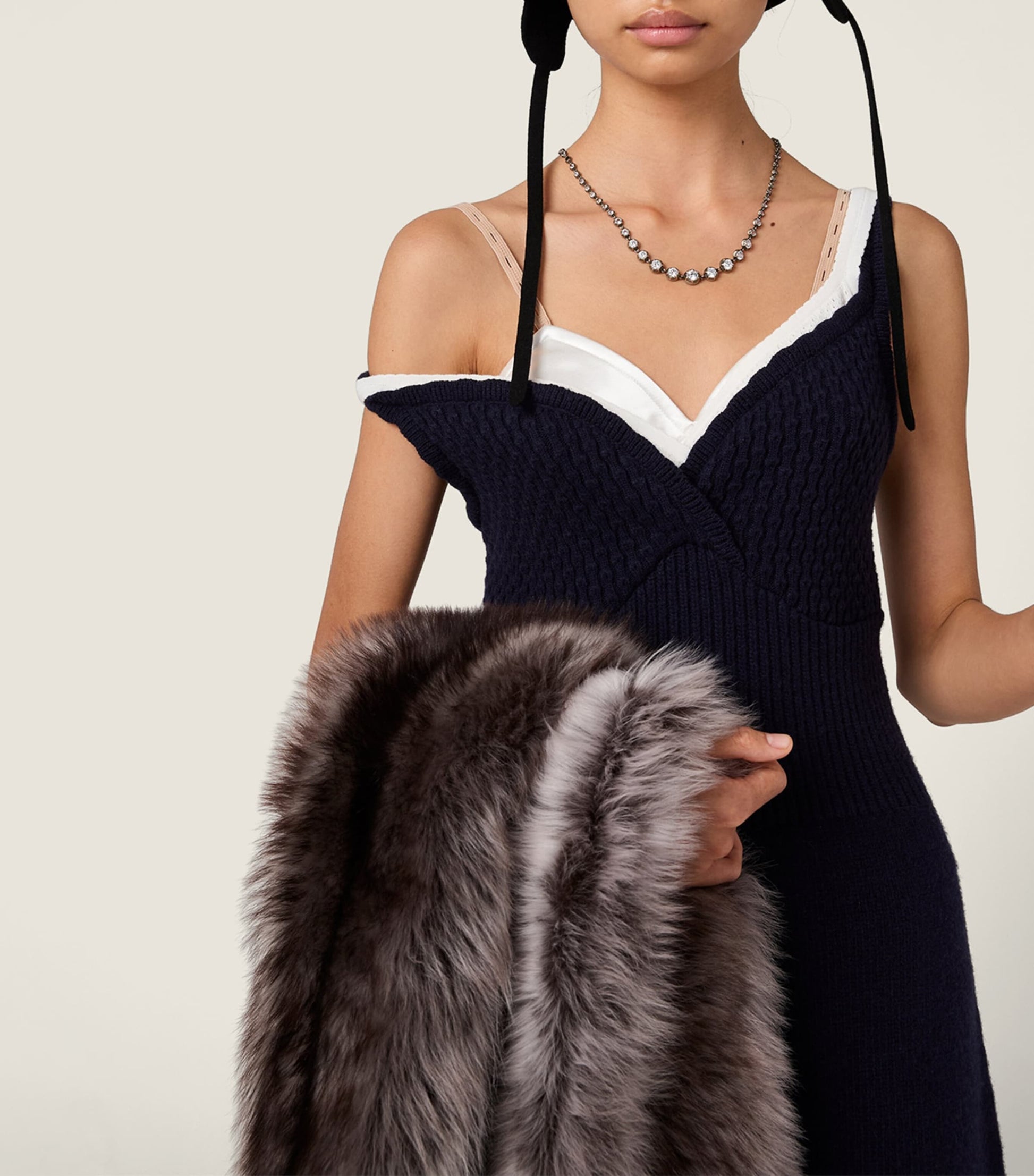 Miu Miu Blue Wool Knit Midi Dress