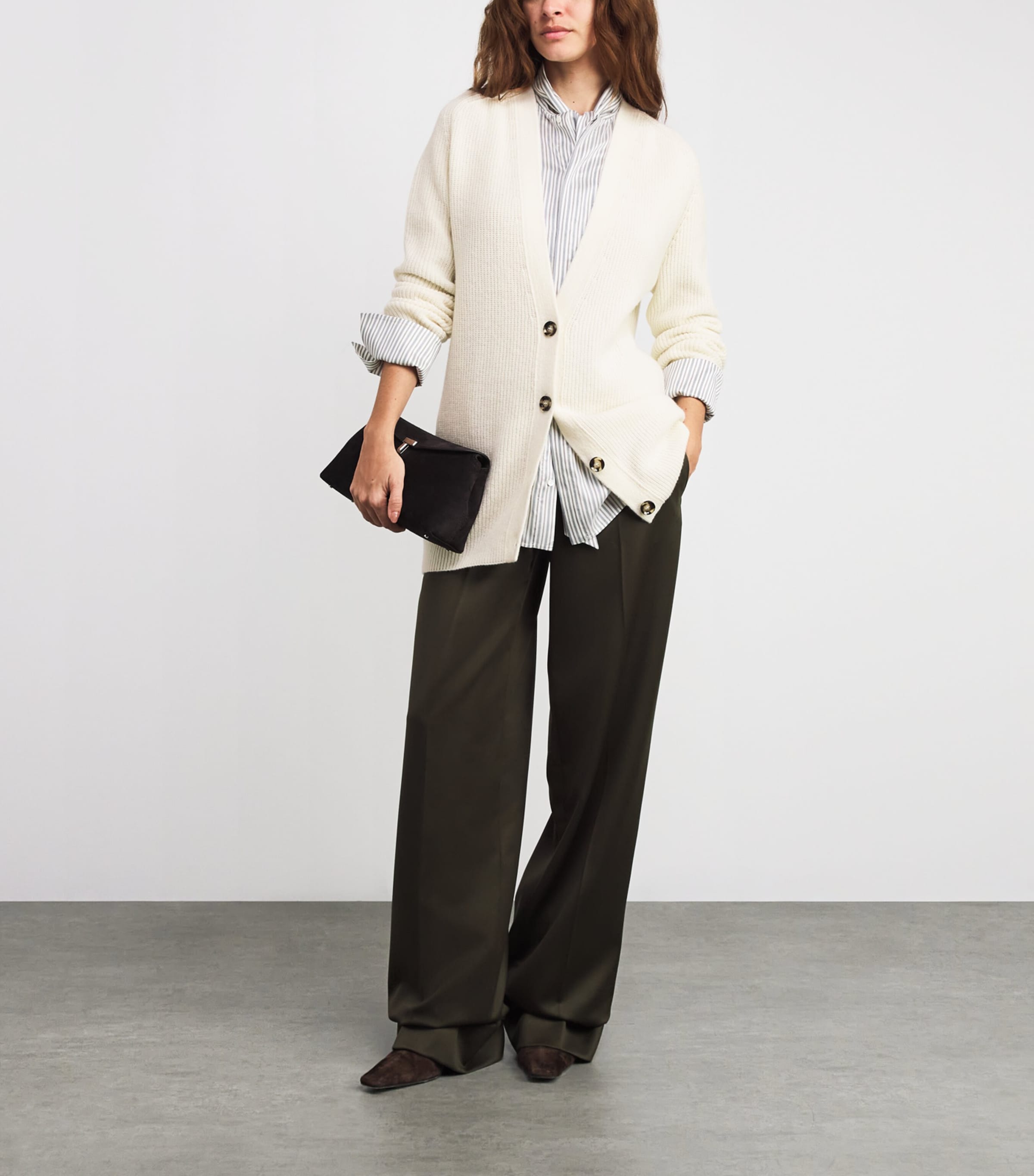 Falke White Virgin Wool-Blend Longline Cardigan
