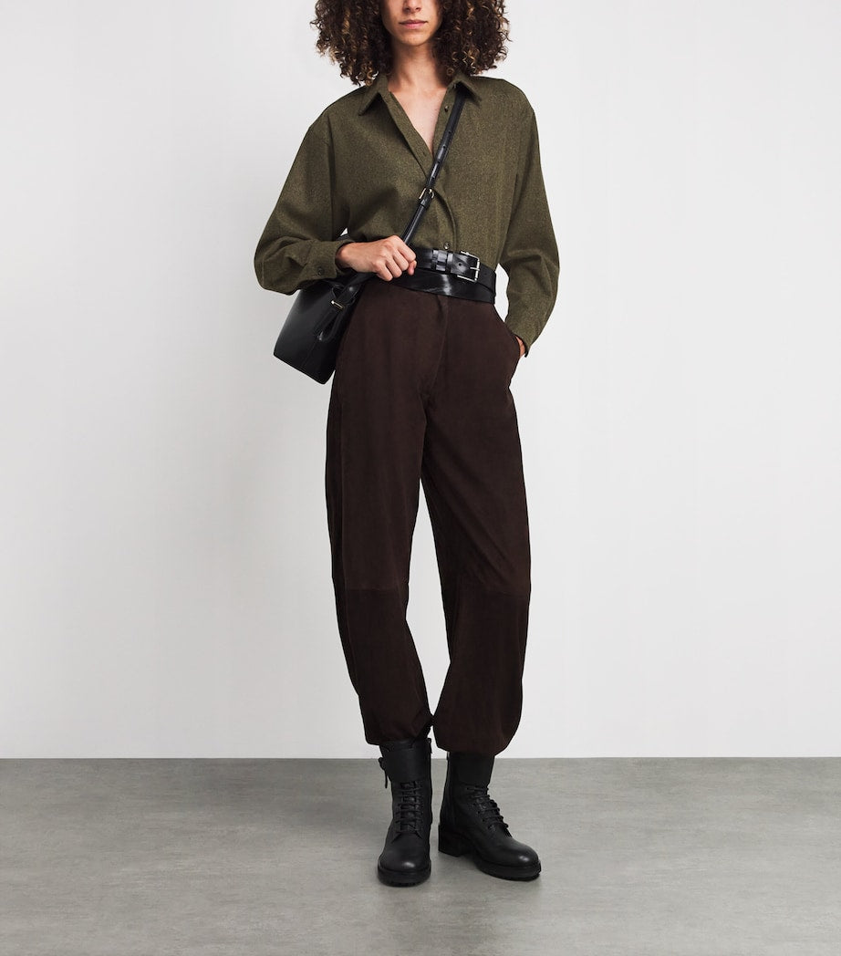 Max Mara Green Wool Collared Cardigan