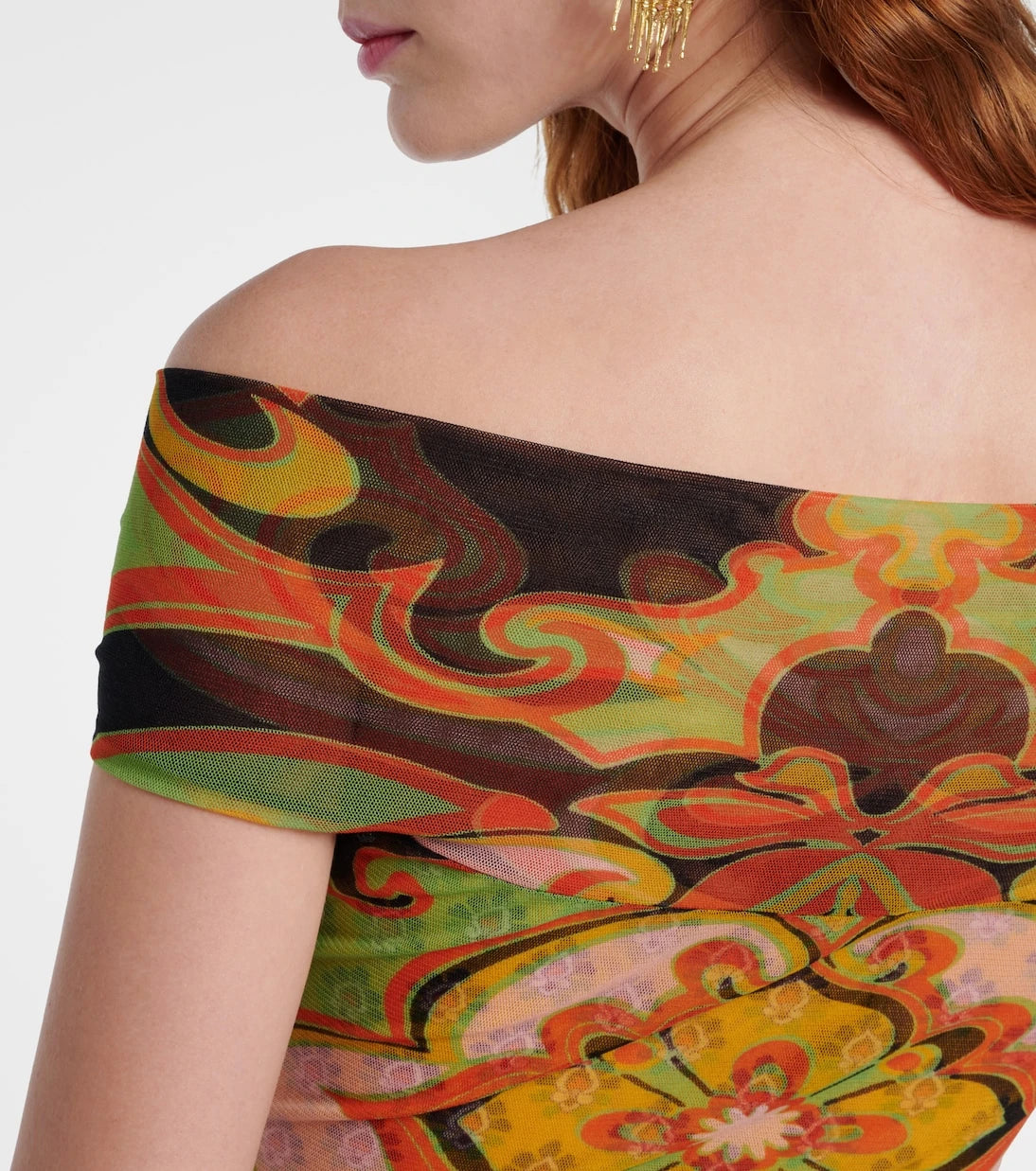 Etro - Printed off-shoulder bodysuit