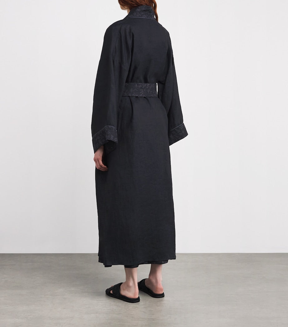 Black x Harrods Linen Embroidered Kimono