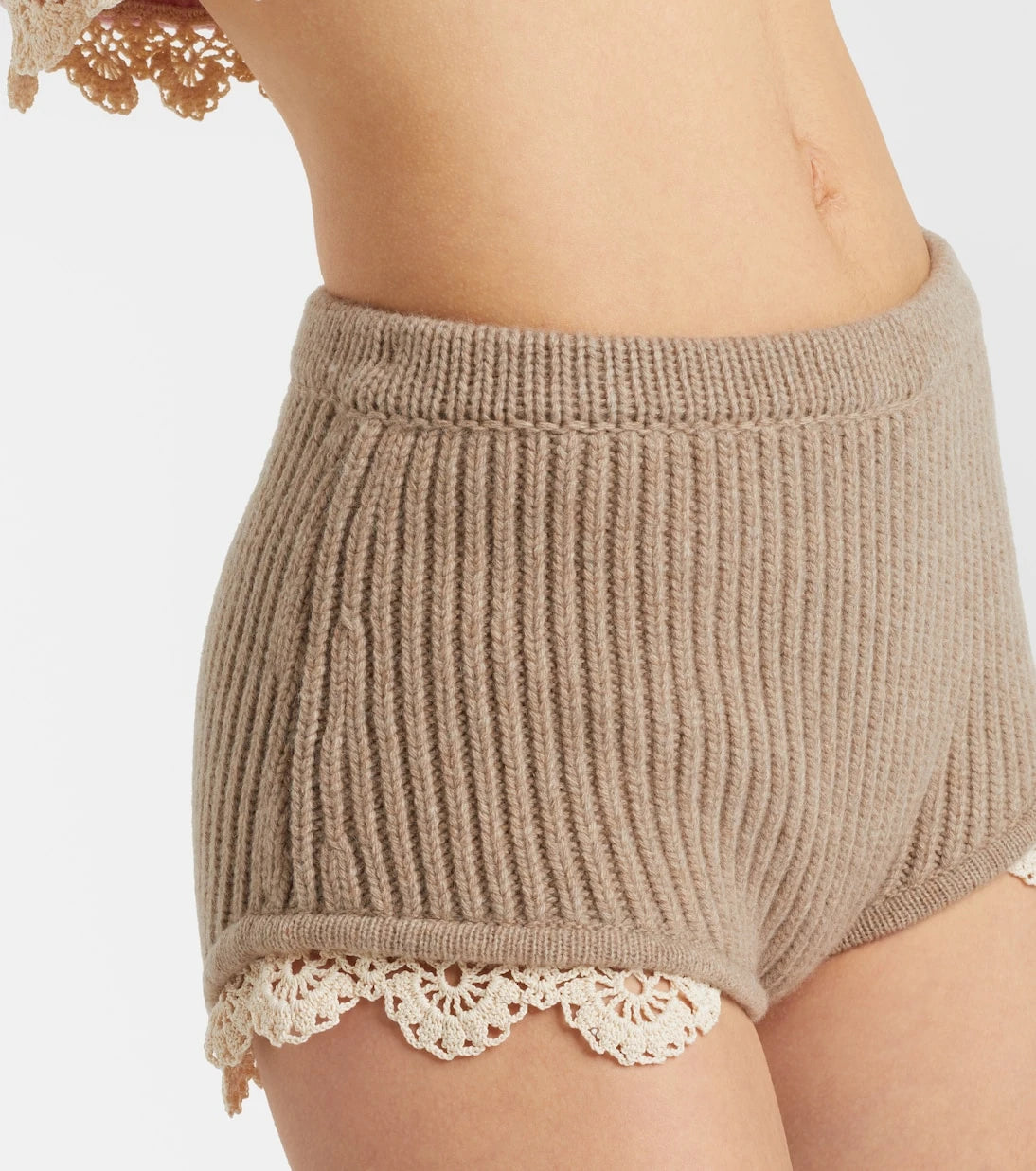Magda Butrym - Crochet-trimmed cashmere shorts