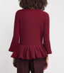 Burgundy Cashmere Peplum Cardigan