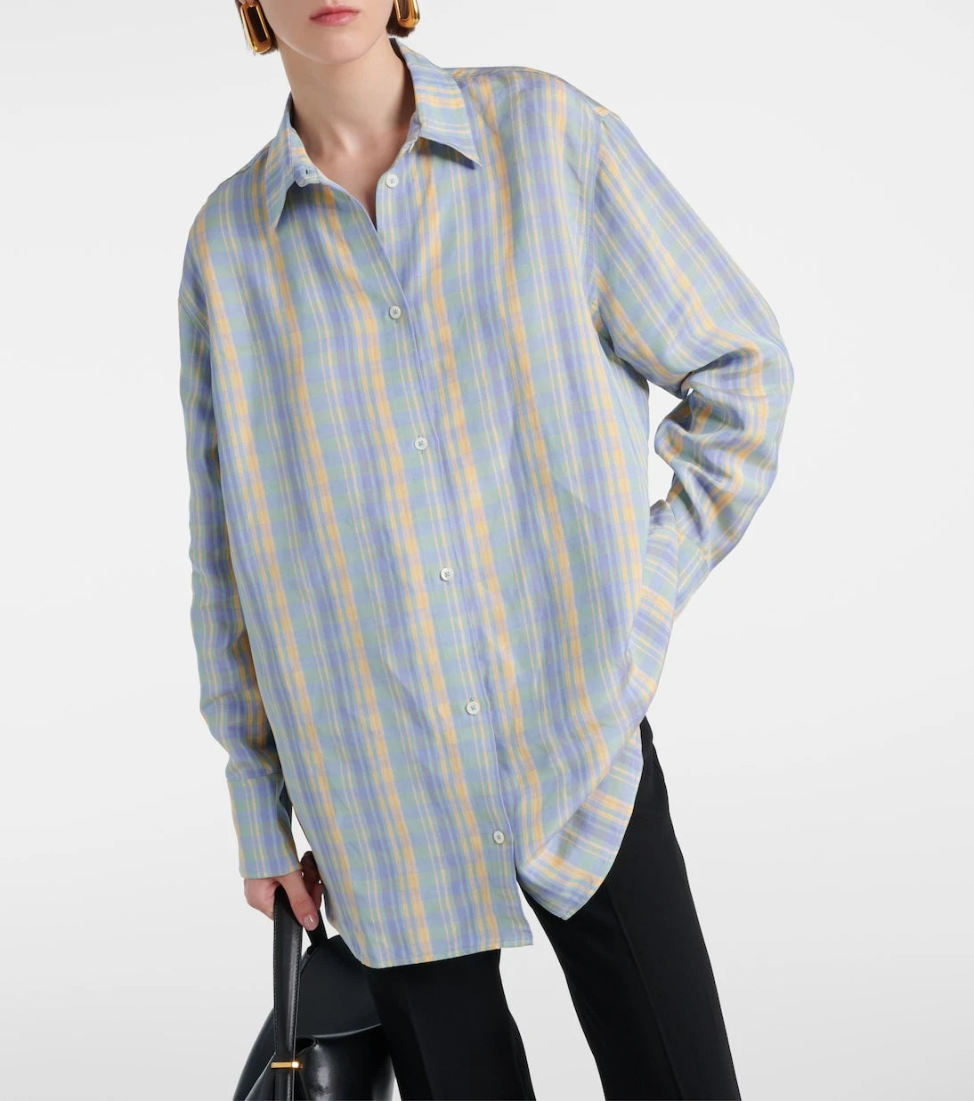 Toteme - Checked oversized linen-blend shirt