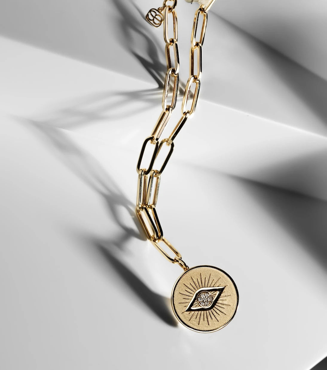 Sydney Evan - Evil Eye Coin 14kt gold chain bracelet