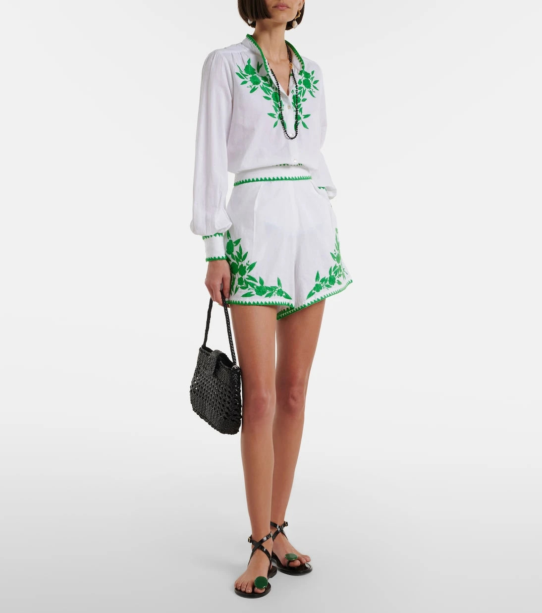 Juliet Dunn - Embroidered cotton and linen shirt