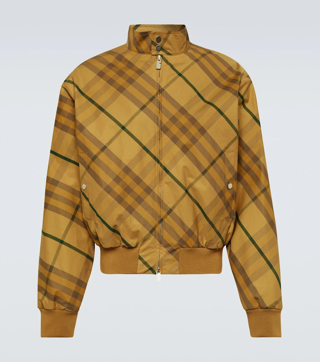 Burberry - جاكيت بومبر قطني من نسيج التويل كاروهات بربري