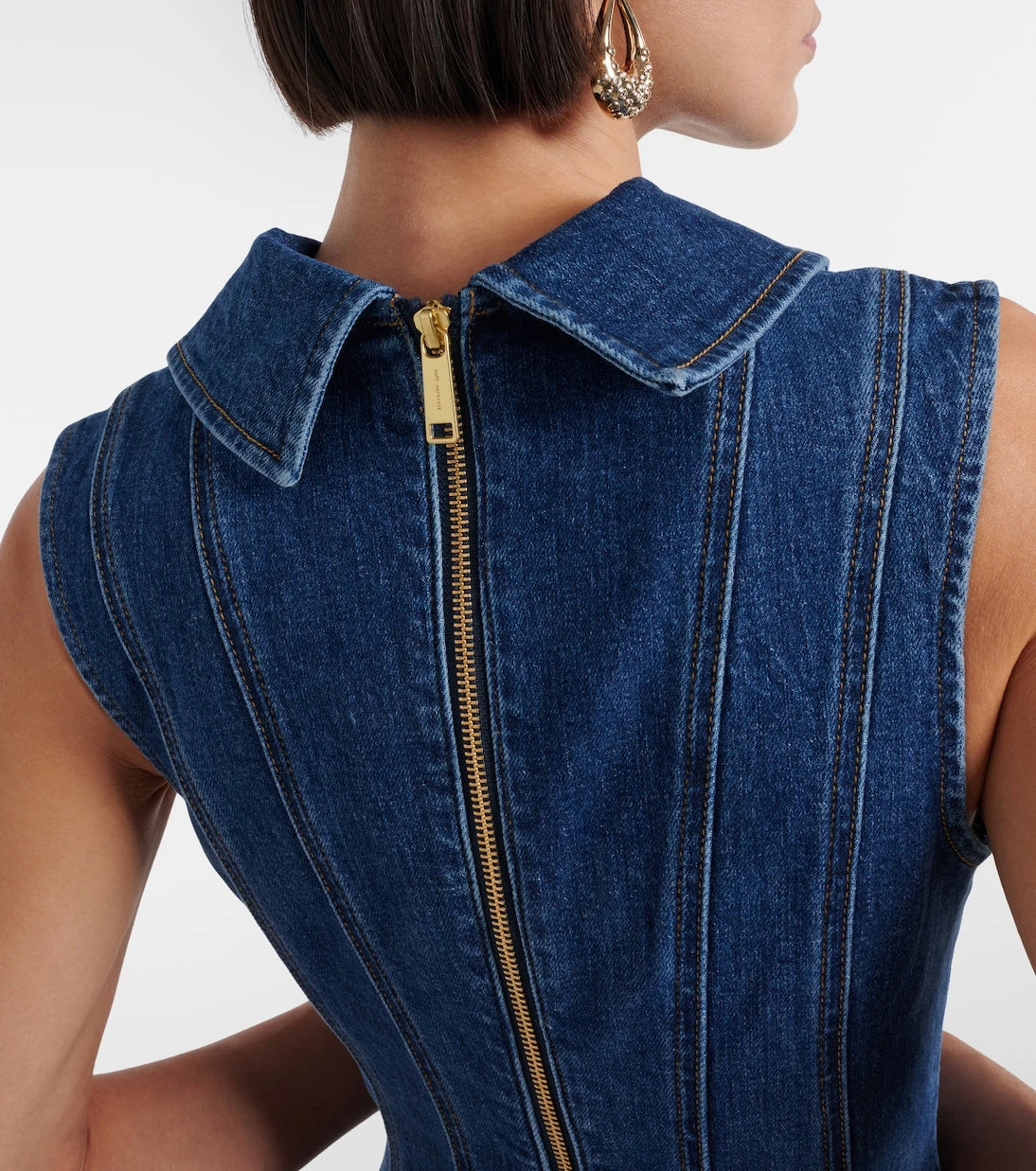 Self-Portrait - Broderie anglaise denim minidress
