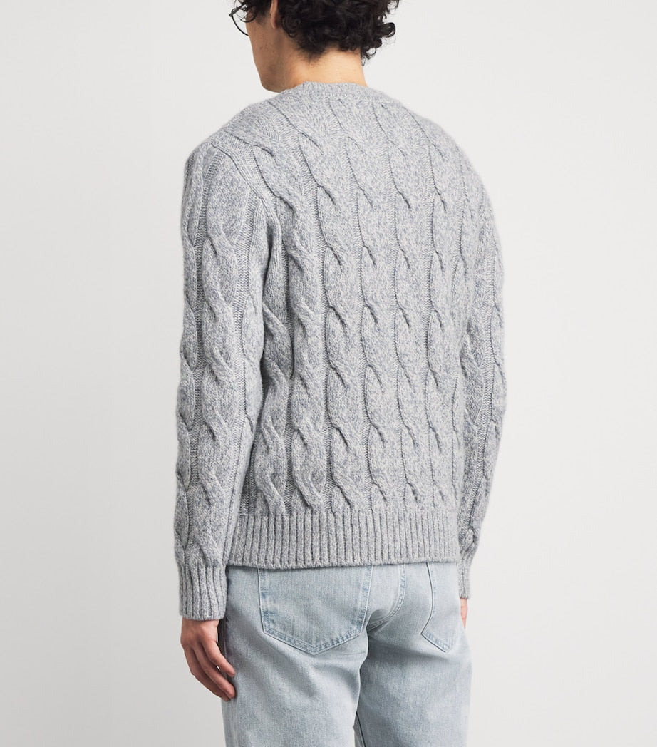 Eleventy Blue Wool Braided Sweater
