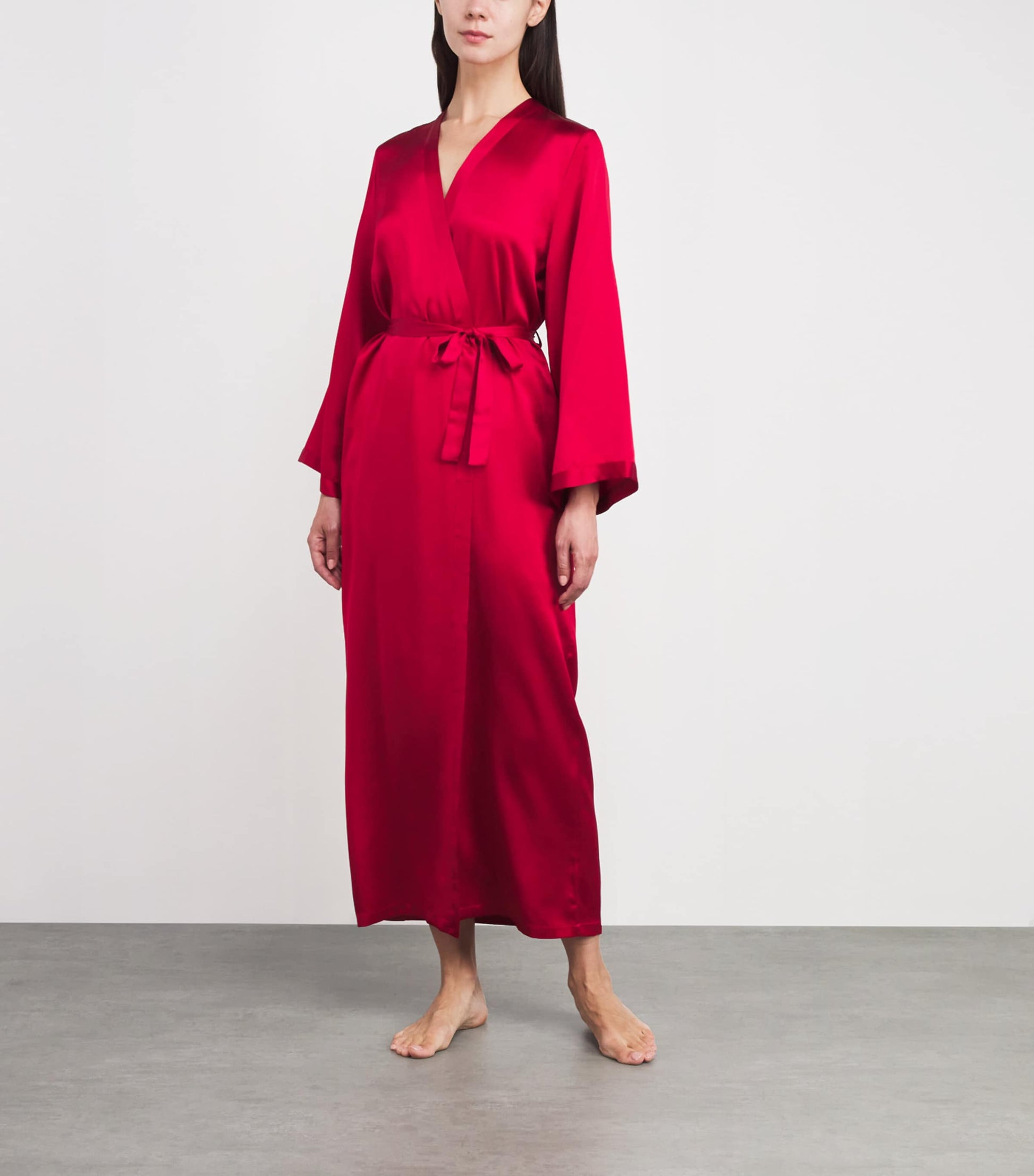 Marjolaine Red Silk Longline Tracy Robe