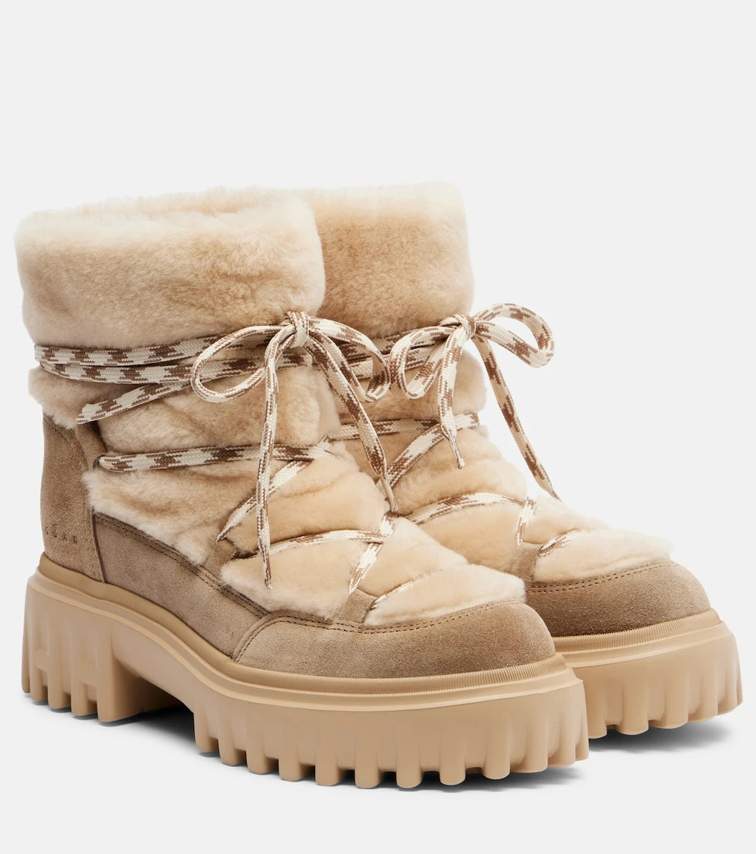 Hogan - Shearling and suede ankle boots