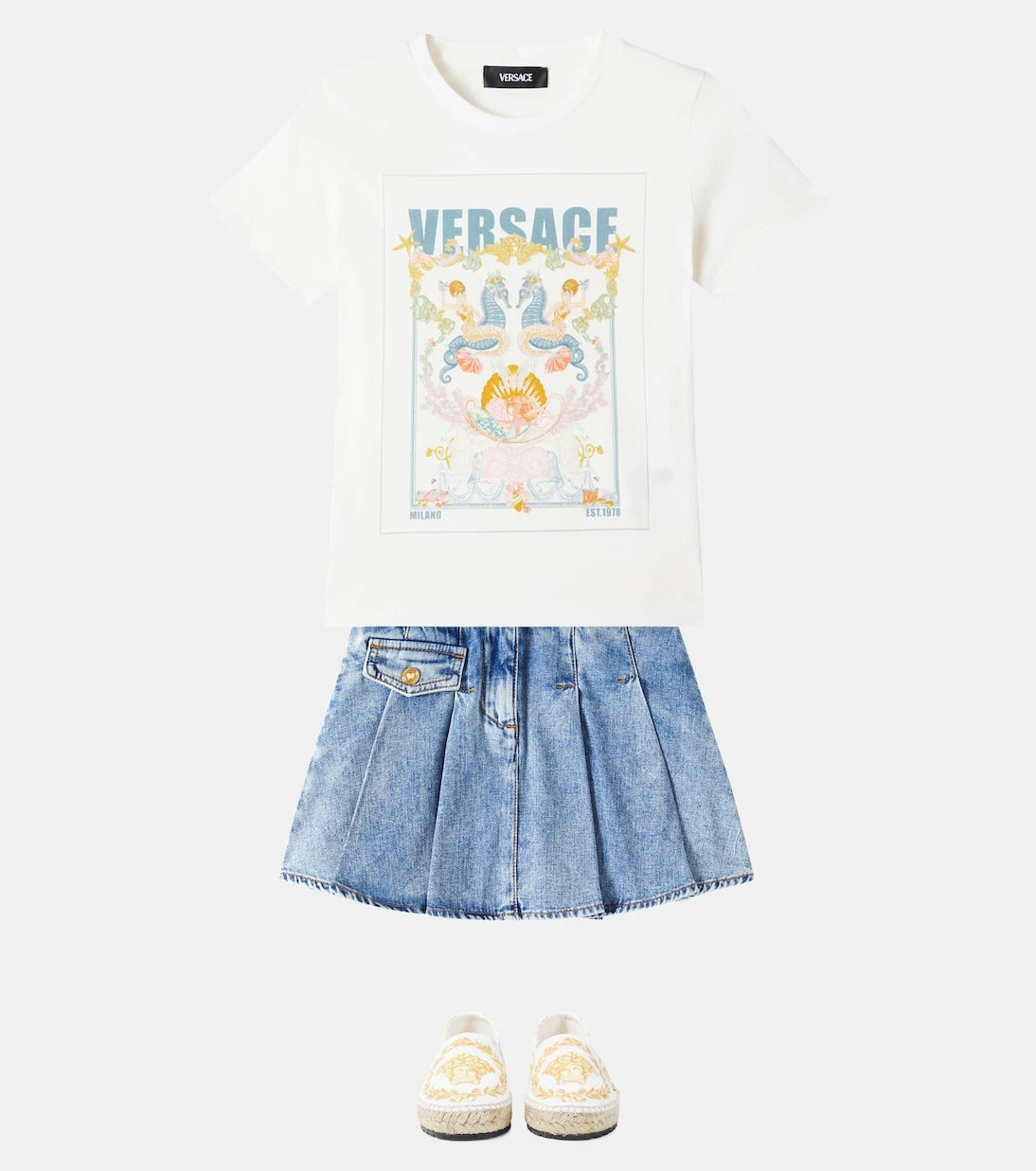 فيرساتشي كيدز - تنورة جينز مطرزة