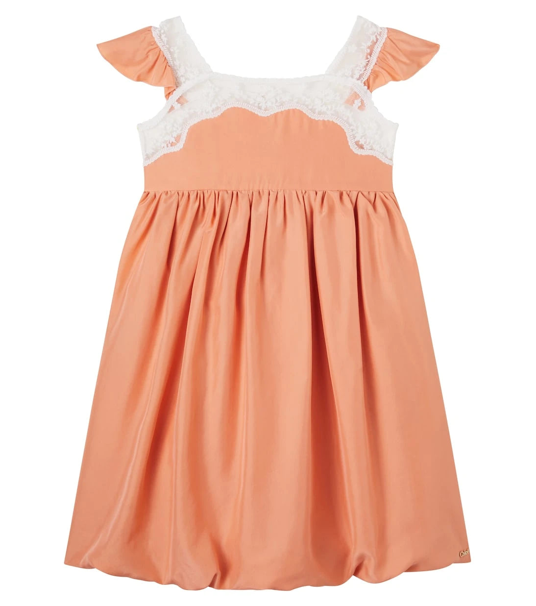 Chloé Kids - فستان حريري بتفاصيل دانتيل