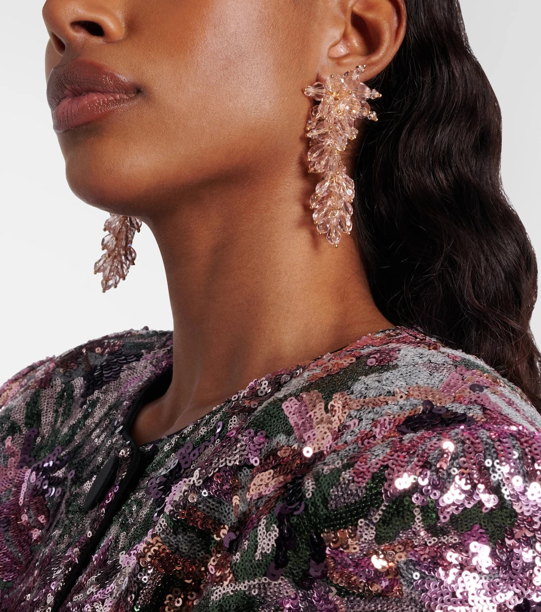 Self-Portrait - Crystal-embellished drop earrings