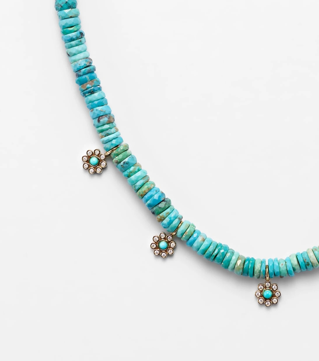 Sydney Evan - Daisy 14kt gold beaded necklace with diamonds