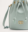 Valentino Garavani Grey Mini Leather VLogo Signature Bucket Bag