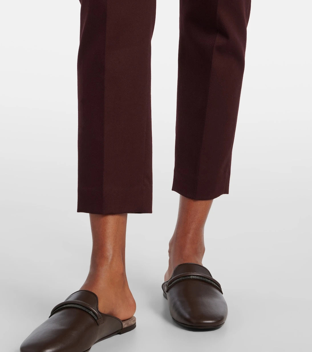 Brunello Cucinelli - Monili cropped cotton-blend slim pants