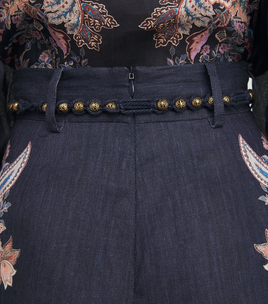 Zimmermann Navy Linen Rhiannon Tuck Shorts