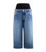 Blue Denim Knitted-Band Bermuda Shorts