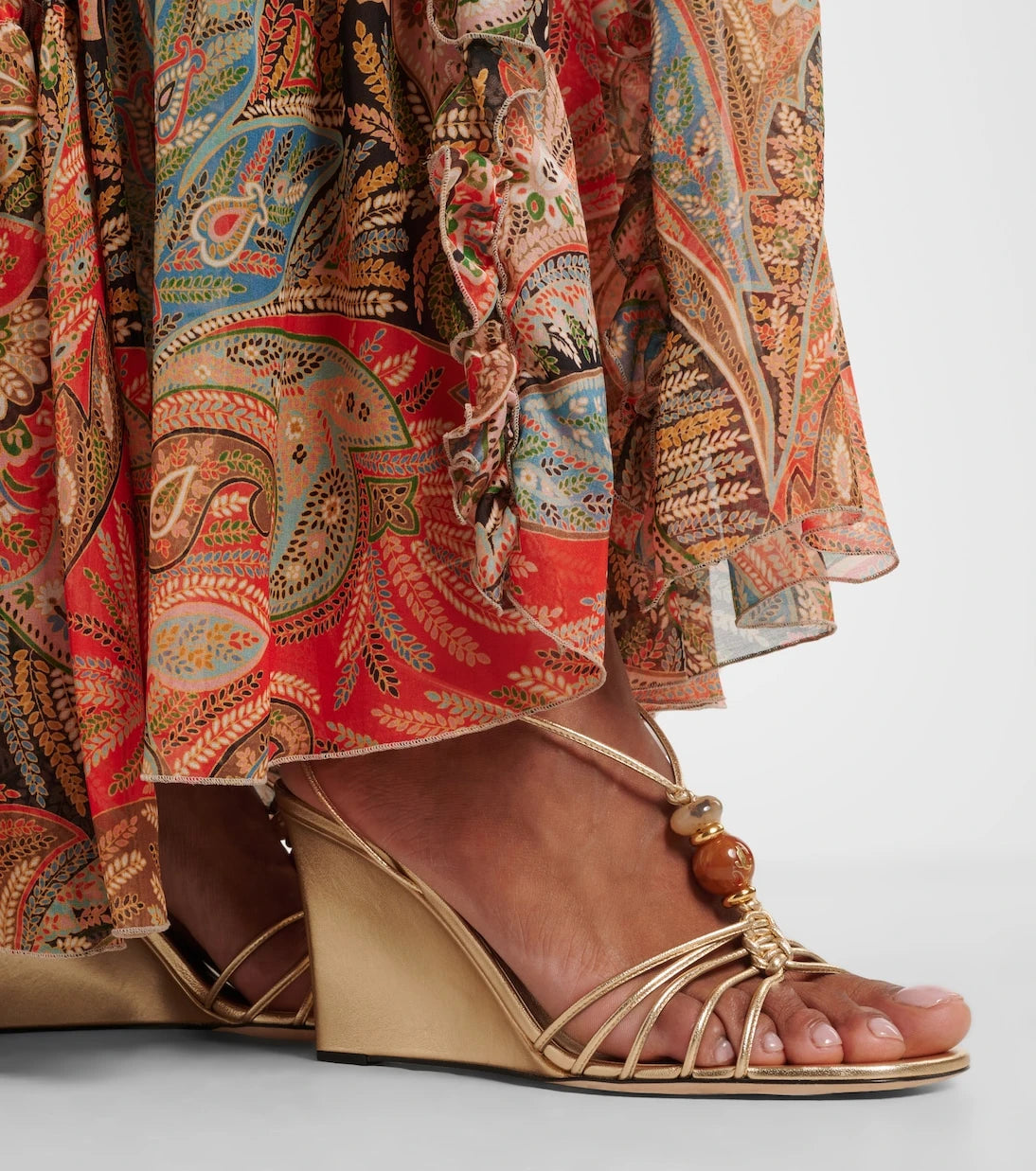 Jimmy Choo - Lova embellished leather wedge sandals