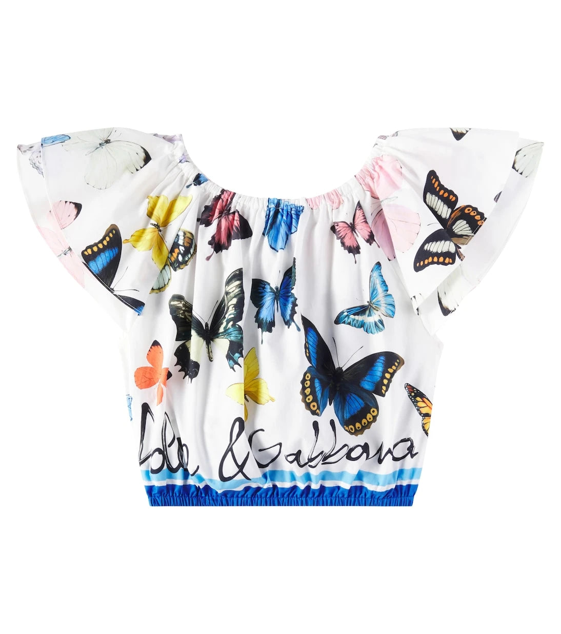 Dolce&Gabbana Kids - Ruffled printed cotton poplin top