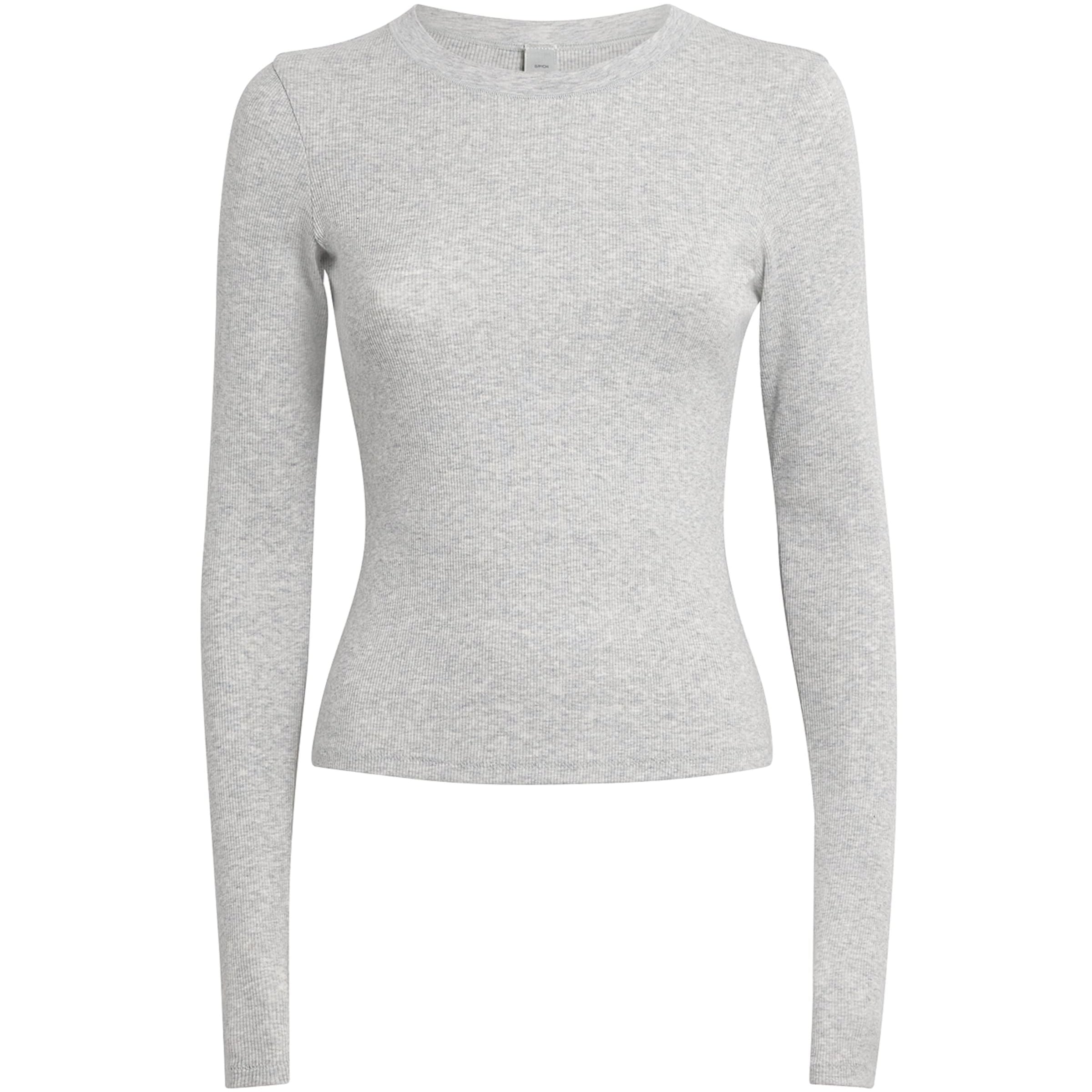 Skims Grey Cotton-Blend Long-Sleeve T-Shirt