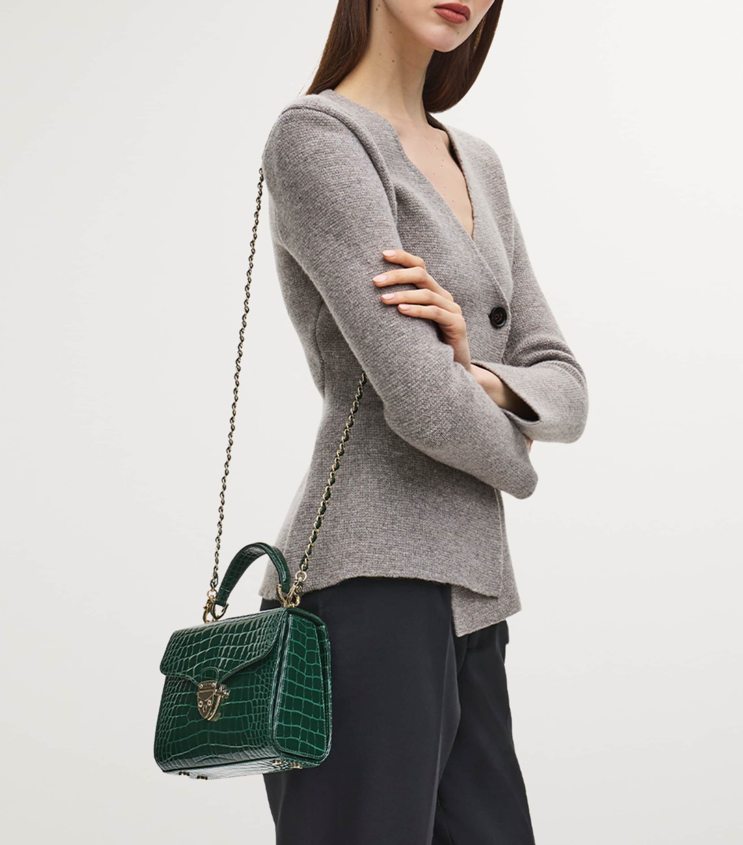 Aspinal Of London Green Midi Mayfair Top-Handle Bag