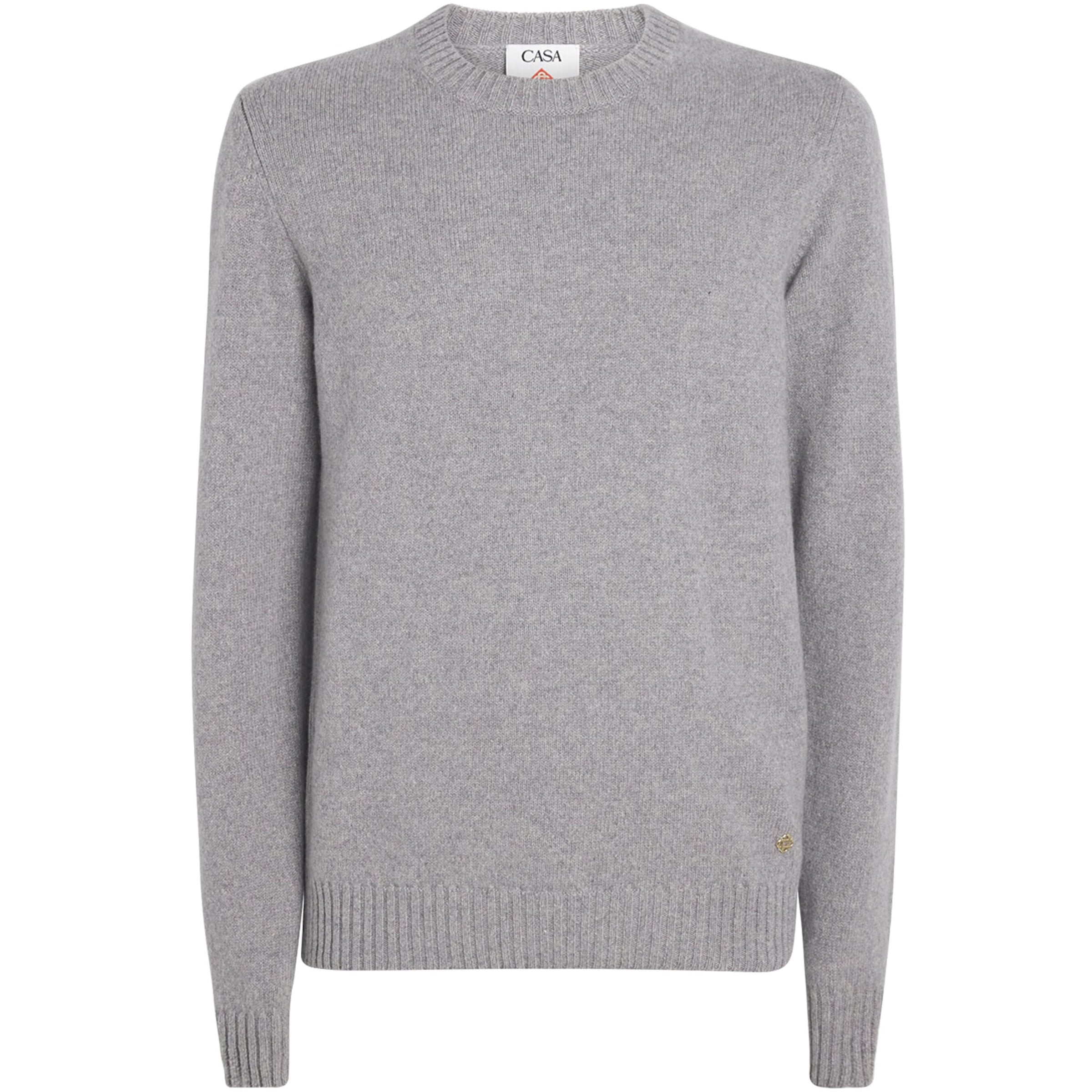 Grey Cashmere Crew-Neck Sweater