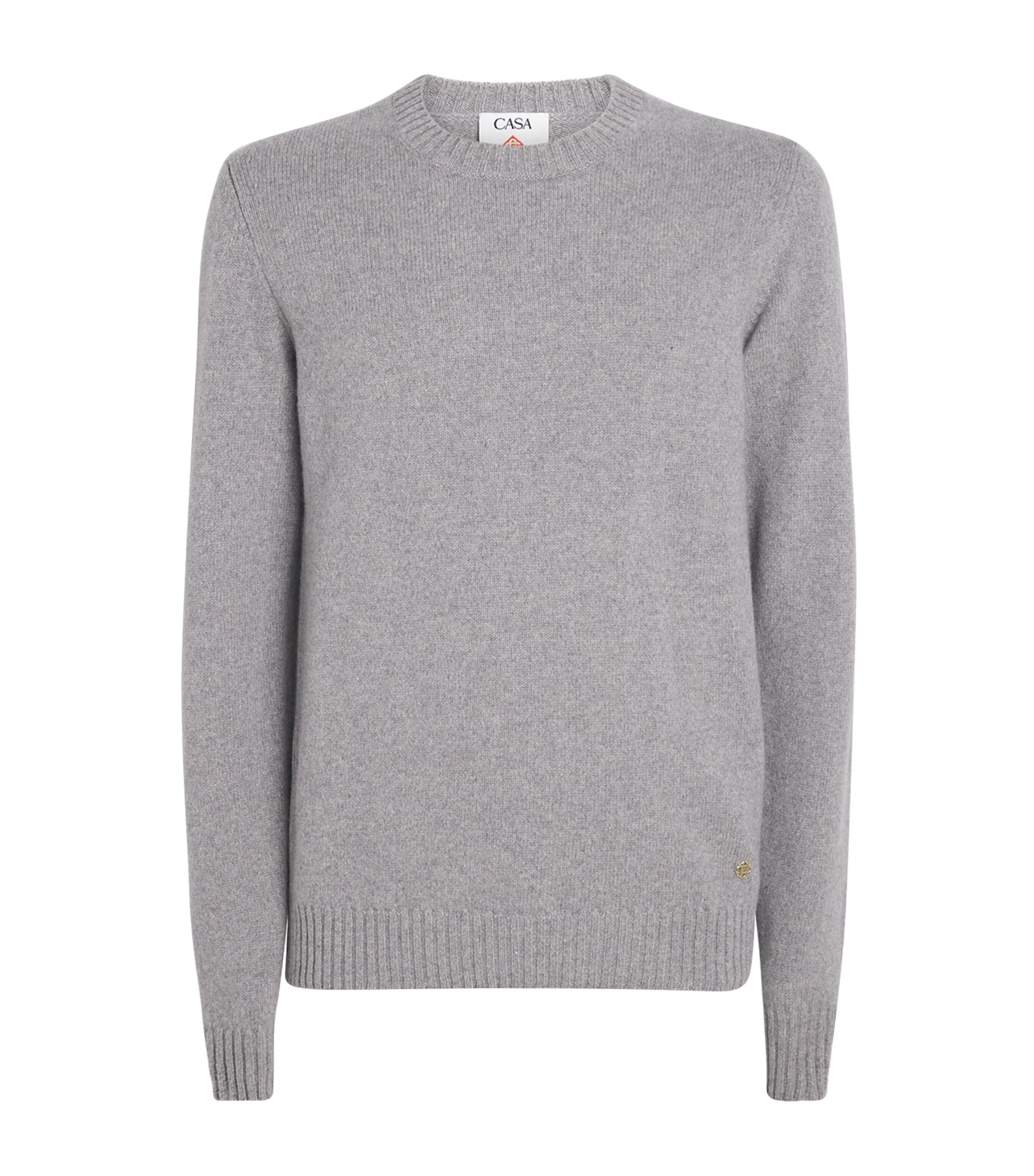 Grey Cashmere Crew-Neck Sweater