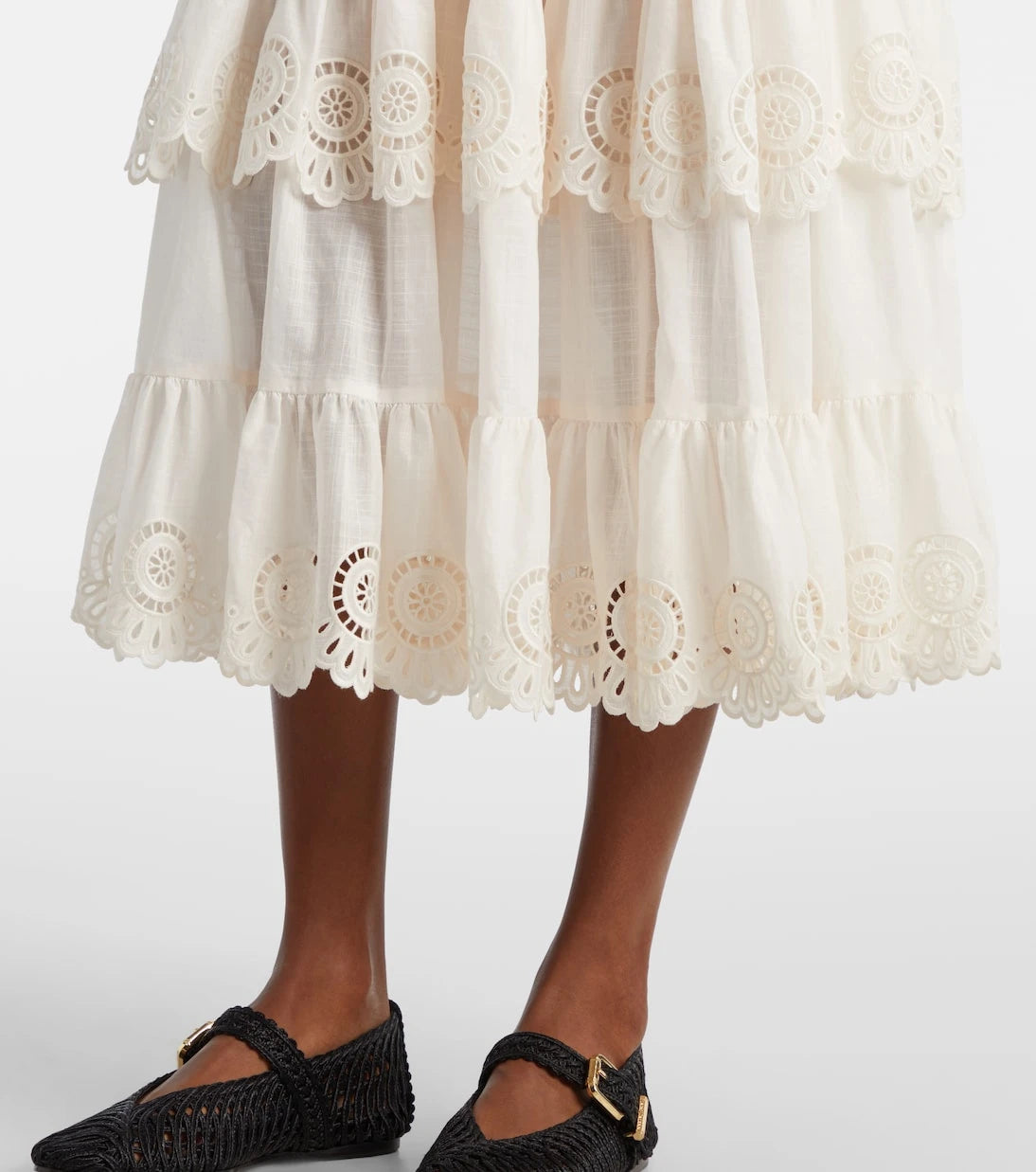 Zimmermann - Lucky embroidered cotton midi skirt