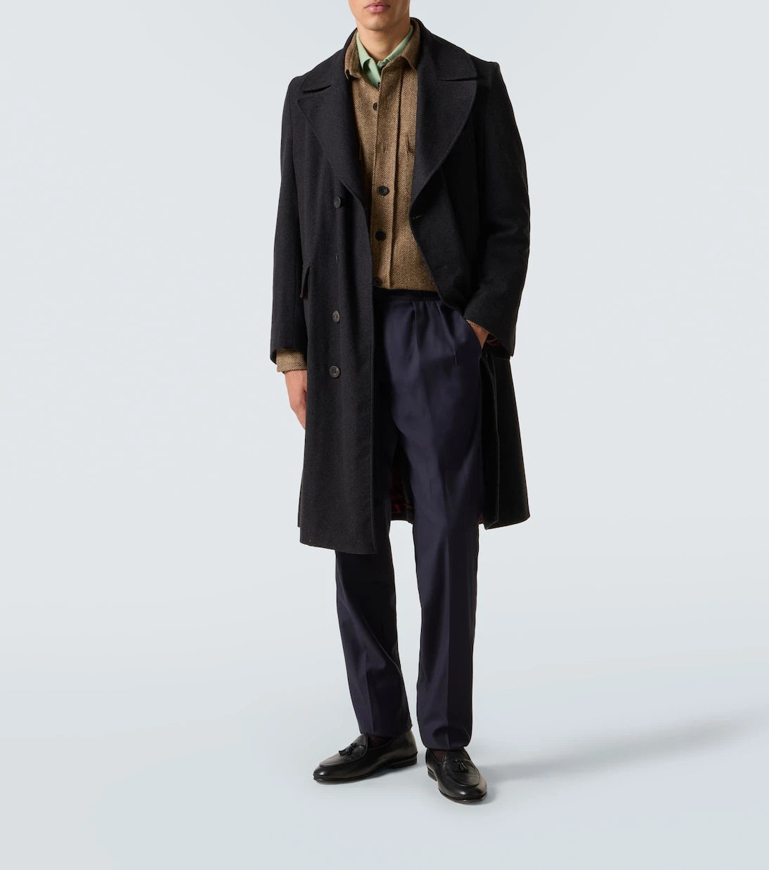 Rubinacci - Herringbone wool Western shirt