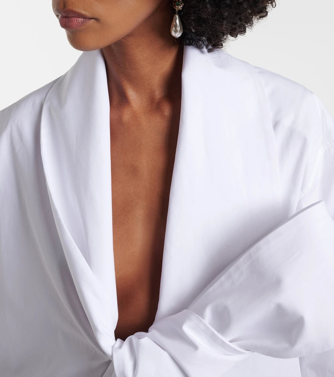 Saint Laurent - Bow-detail cotton poplin blouse