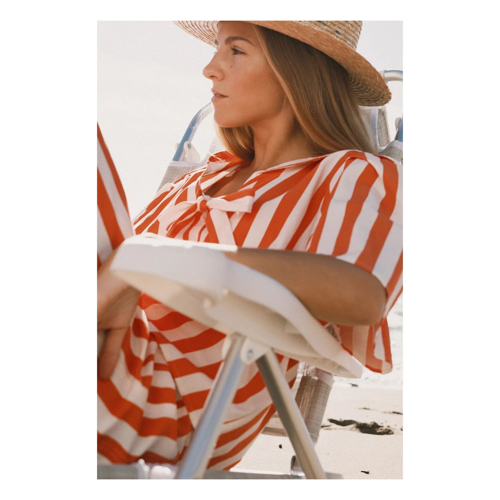 The Tiny Big Sister - Sailor Stripes Linen and Cotton Blouse  | Red