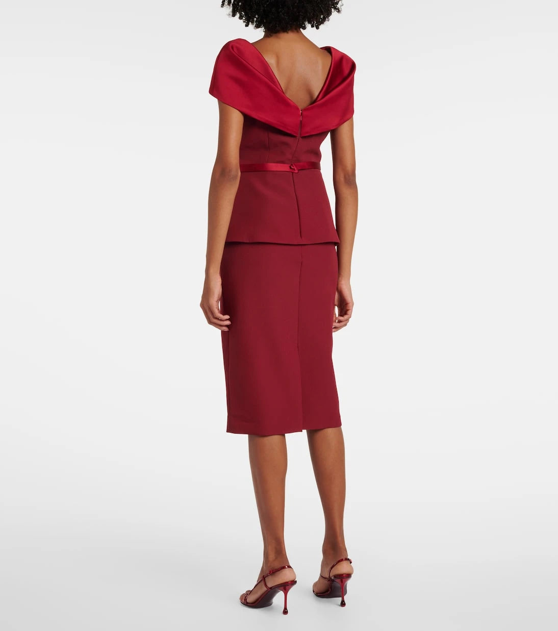 Safiyaa - Rella draped peplum heavy crêpe midi dress