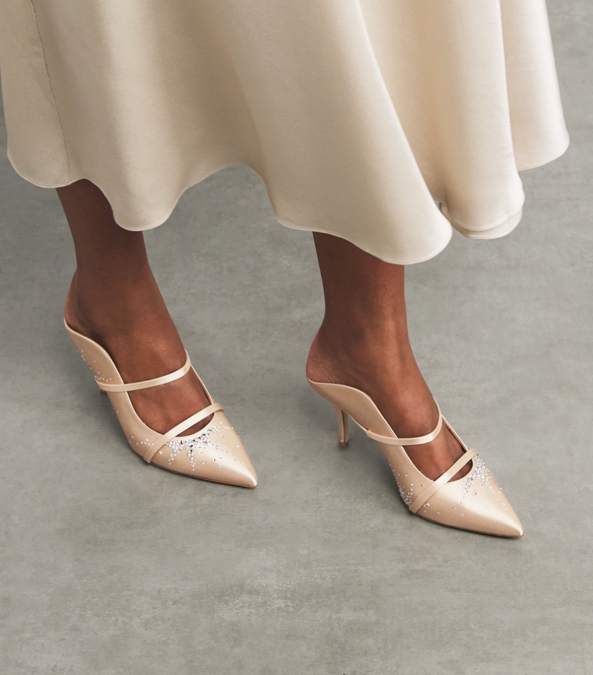 Satin Embellished Maureen Heeled Mules 70