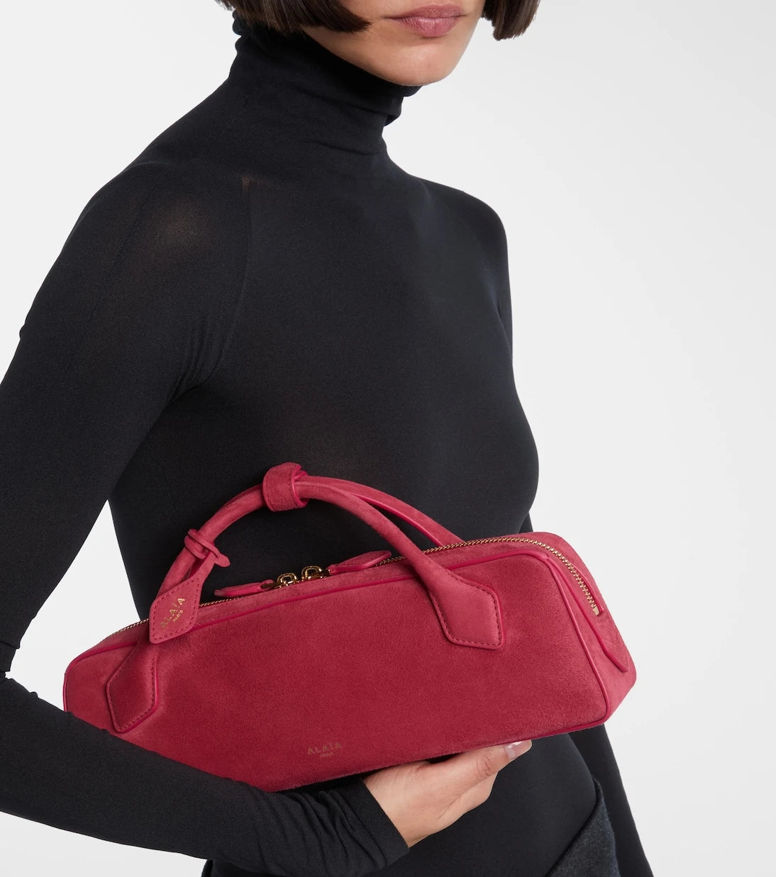 Alaïa - حقيبة Le Teckel الصغيرة من جلد الشامواه