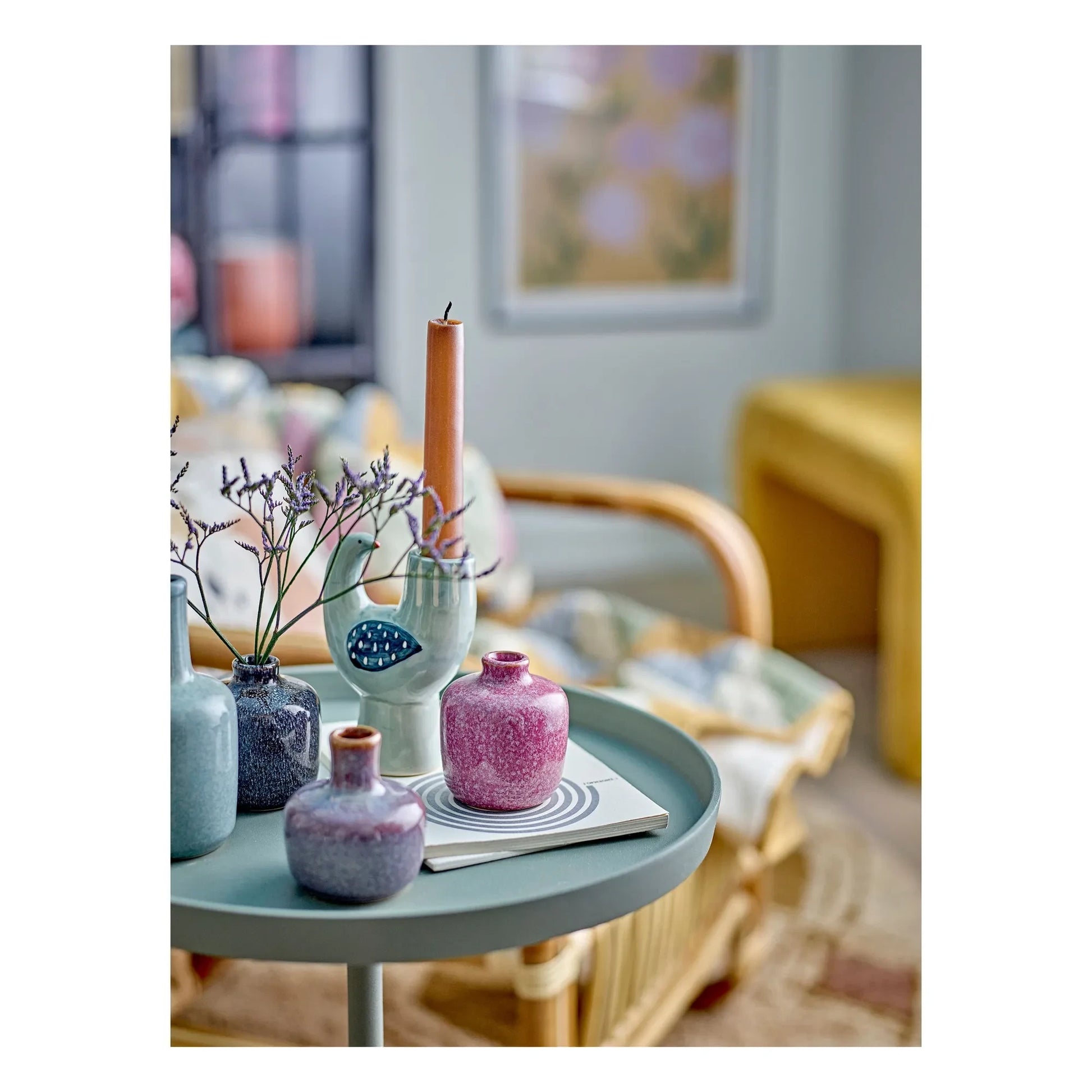 Bloomingville - Stoneware bird candlestick Trudy | Light Blue
