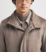 Brown Cashmere Shearling-Trim Car Coat