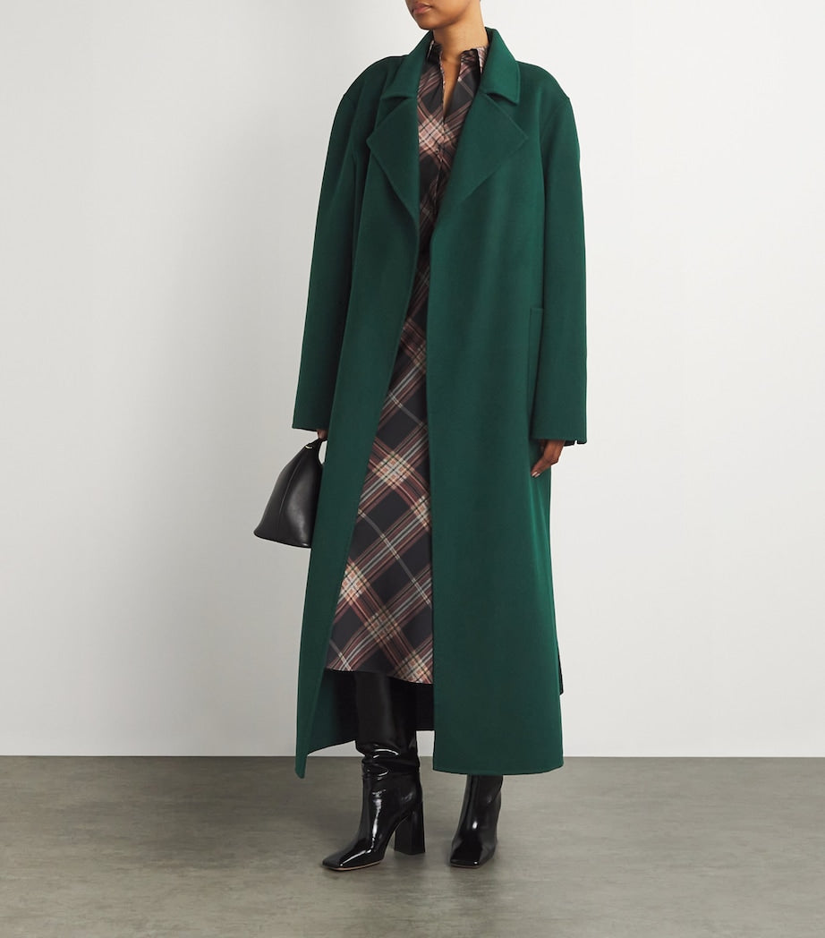 Wolk Morais Green Cashmere On Set Wrap Coat