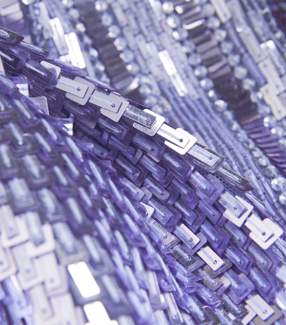 Pamella Roland Blue Sequinned Embellished Halterneck Gown