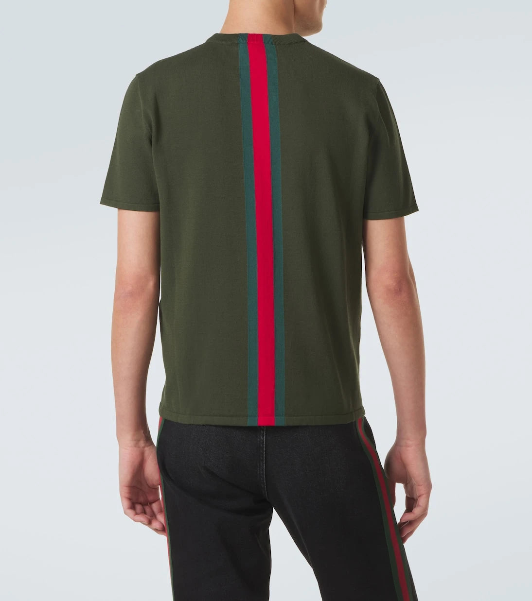 Gucci - Web Stripe knitted cotton T-shirt
