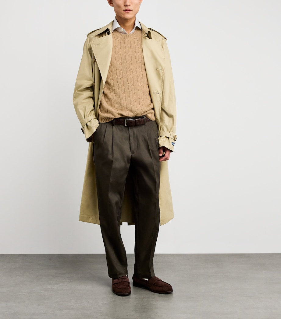 Ralph Lauren Purple Label Beige Cashmere Cable-Knit Sweater