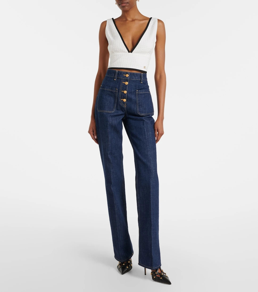 Valentino - High-rise flared jeans