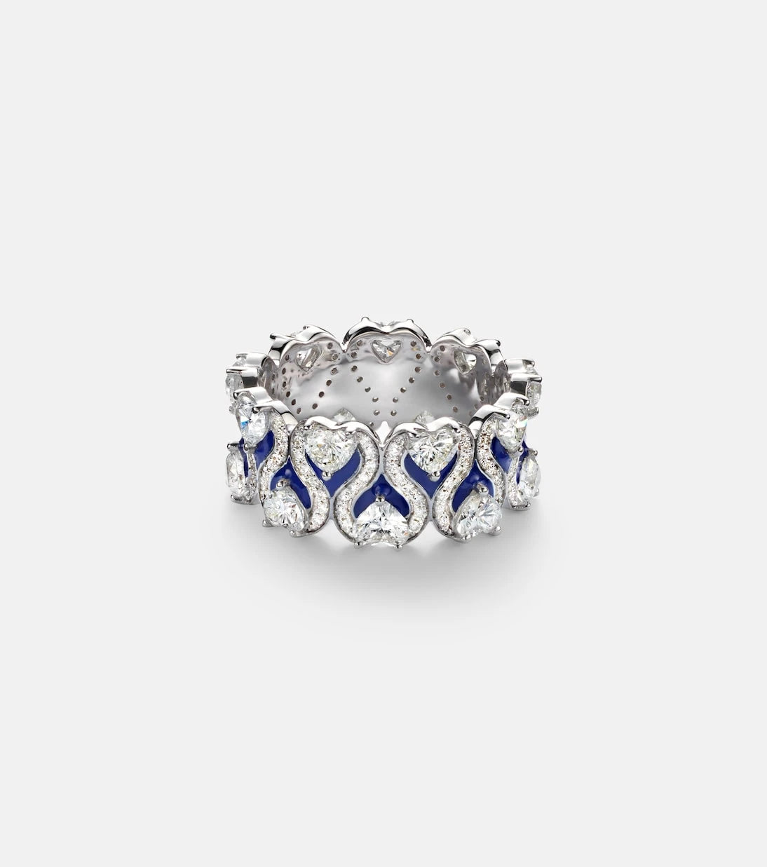 Kamyen - Roman Heart 18kt white gold and enamel ring with diamonds